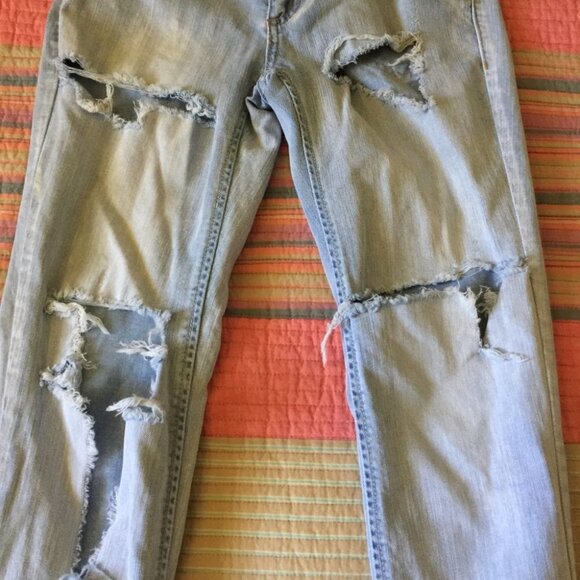 TOMMY GIRL 28 Ripped Skinny Jeans Raw Hem Pants - Picture 4 of 8